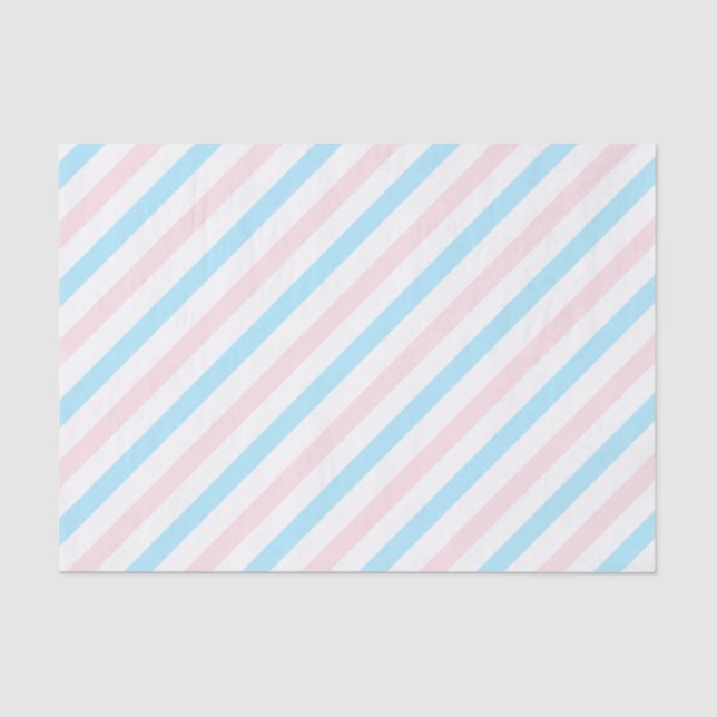 Pink Blue Diagonal Stripes Gender Reveal Seidenpapier (Vorderseite)