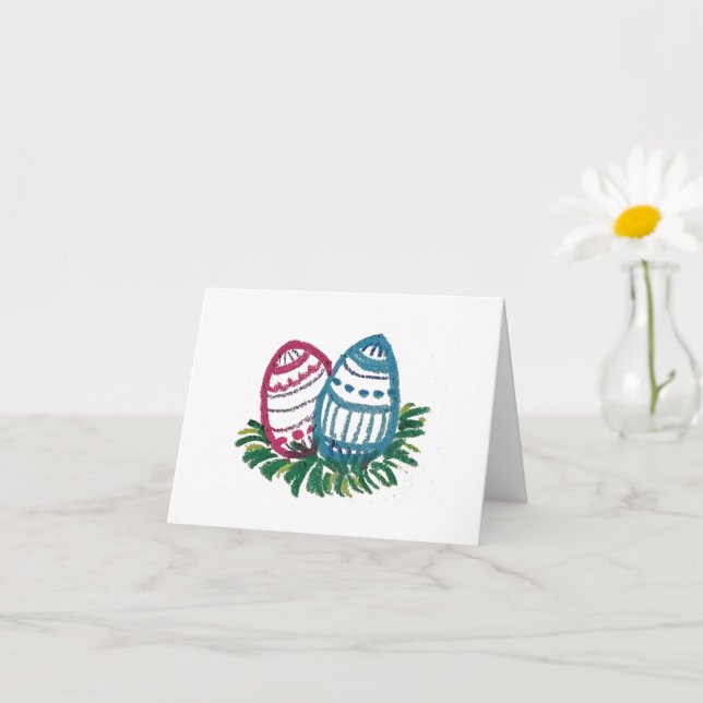 Pink & Blue Easter Eggs card Karte (Kleines Gewächs)