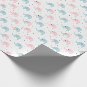 Pink Blue Elephants Baby Girl Boy Dusche Geschenkpapier