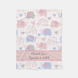 Pink Blue Elephants Rainbows Kinderzimmer Fleecedecke