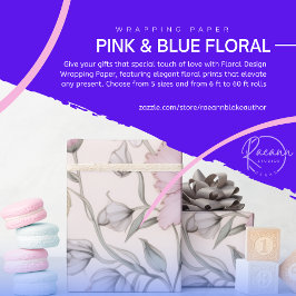 Pink & Blue Floral Design Umschlagpapier Geschenkpapier