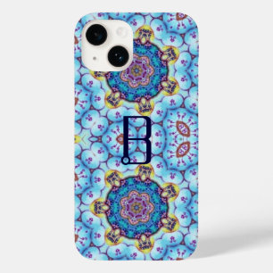 PINK BLUE FRAKTAL CIRCLES MONOGRAMM Case-Mate iPhone HÜLLE