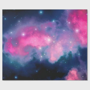 Pink & Blue Galaxy & Stars Abstrakt Geschenkpapier