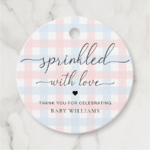Pink Blue Gingham Baby Dusche mit Liebe gesprenkel