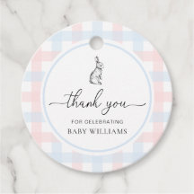 Pink Blue Gingham Bunny Rabbit Baby Dusche