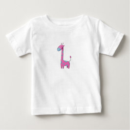 Pink Blue Giraffe Quirky Digital Art Baby T-shirt