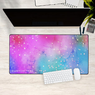Pink Blue Glitzer Girly Custom erweitert Schreibtischunterlage