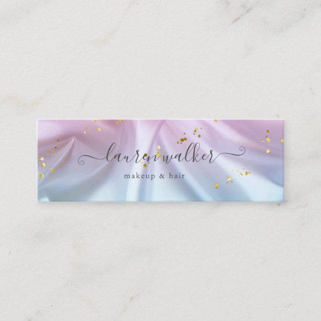 Pink Blue Glitzern Satin Material Business Card Mini Visitenkarte (Vorderseite)