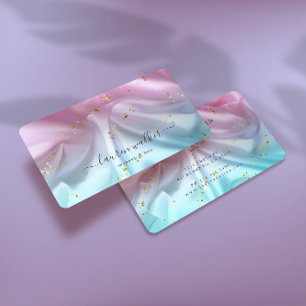 Pink Blue Glitzern Satin Material Business Card Visitenkarte