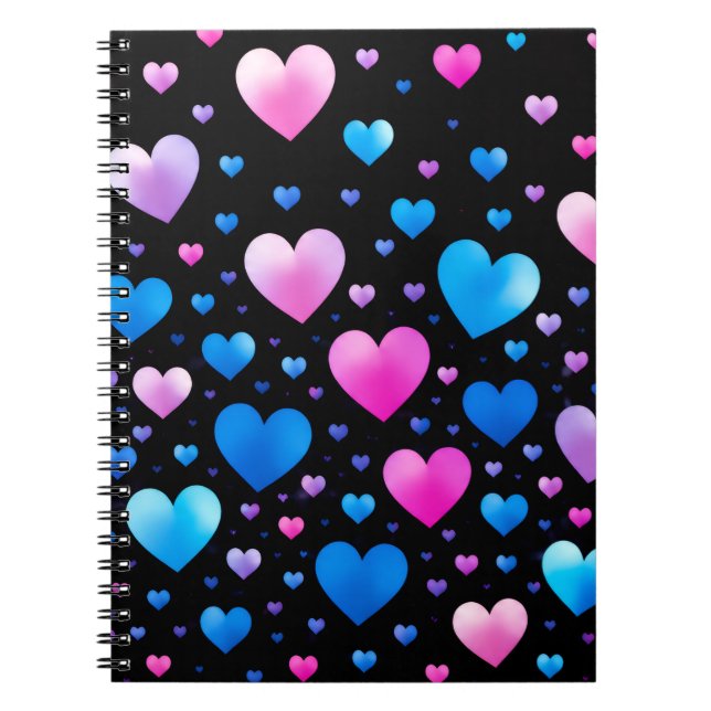 Pink & Blue Glowing Hearts  Notizblock (Vorderseite)