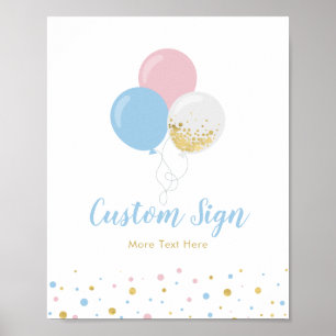 Pink, Blue & Gold Baby Dusche Individuelles Party  Poster