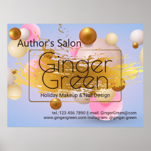 Pink Blue Gold Balloons Poster