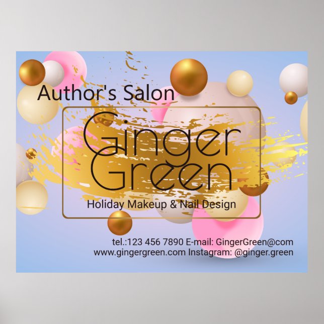 Pink Blue Gold Balloons Poster (Vorne)