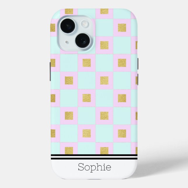 Pink Blue & Gold Geometic Custom Samsung Case-Mate iPhone Hülle (Rückseite)