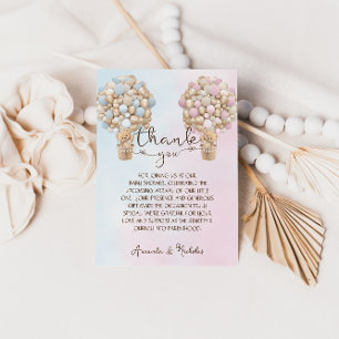 Pink Blue Gold Teddy Bear Gender Reveal Dankeskarte