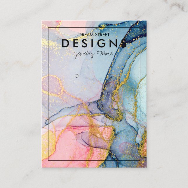 Pink Blue Gold Trendring Display Card Visitenkarte (Vorderseite)