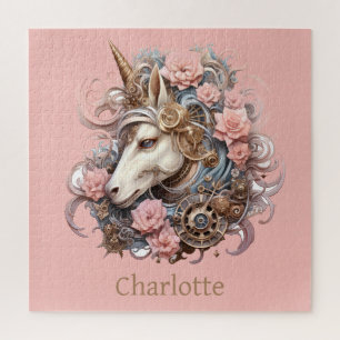 Pink Blue Gold Unicoron Individuelle Name Puzzle
