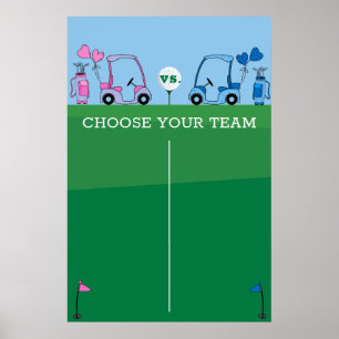 Pink Blue Golf Gender Reveal Spiel, Ihre Stimme ab Poster