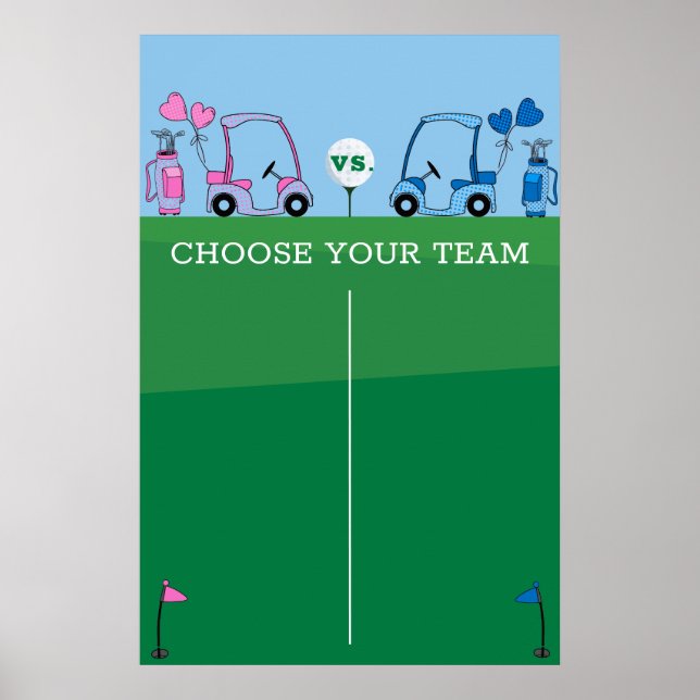 Pink Blue Golf Gender Reveal Spiel, Ihre Stimme ab Poster (Vorne)