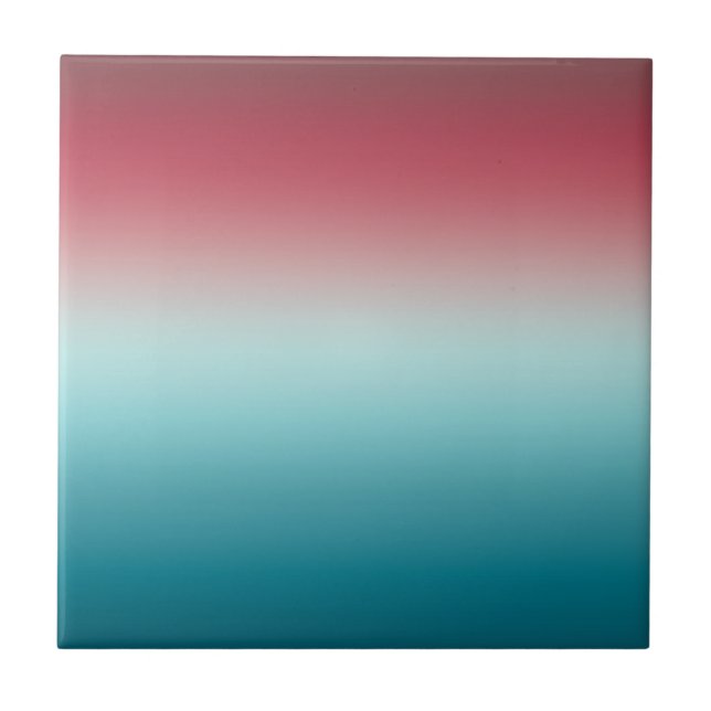 Pink & Blue Gradient Dusty Rose Aqua & Aquamarin O Fliese (Vorderseite)