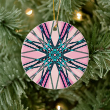 Pink Blue Gray Fraktal Snowflake Winterfestival