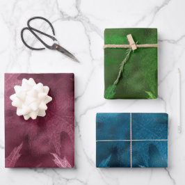 PINK BLUE GREEN FALL AUTUMN LEAVES WRAPPING PAPER  GESCHENKPAPIER SET