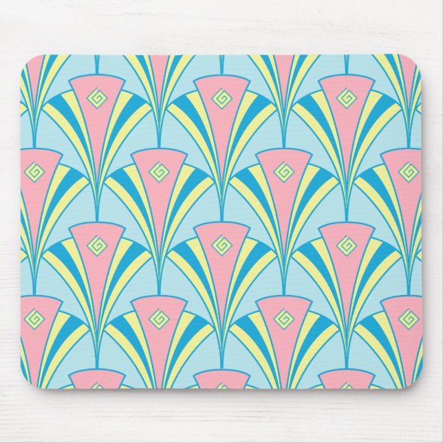Pink Blue Green Fan Muster Mousepad (Vorne)