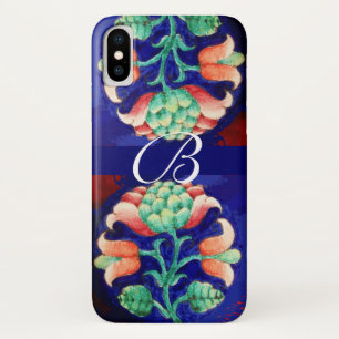 PINK BLUE GREEN FLORAL MONOGRAMM iPhone X HÜLLE