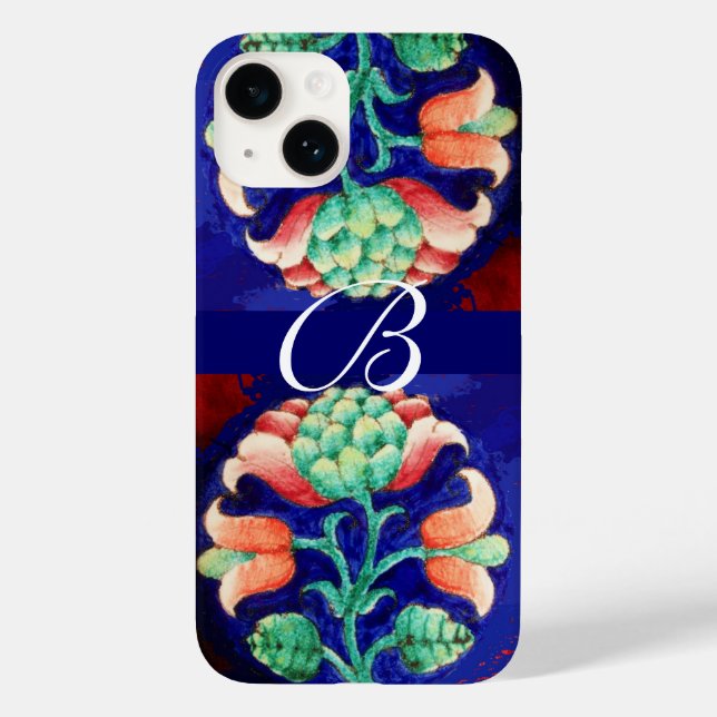 PINK BLUE GREEN FLORAL MONOGRAMM Case-Mate iPhone HÜLLE (Rückseite)