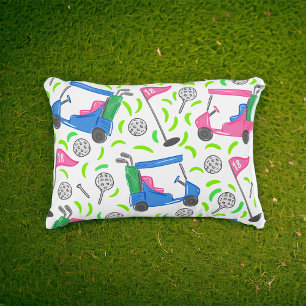 Pink Blue Green Golf Preppy Dekokissen
