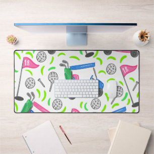 Pink Blue Green Golf Preppy Golf Cart T-Shirts Fla Schreibtischunterlage