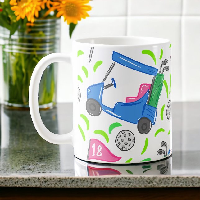 Pink Blue Green Golf Preppy Kaffeetasse (Von Creator hochgeladen)