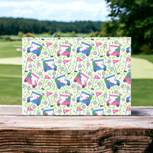 Pink Blue Green Golf Preppy Mitteilungskarte