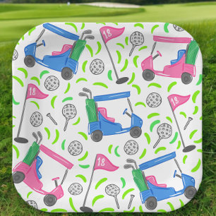 Pink Blue Green Golf Preppy Pappteller