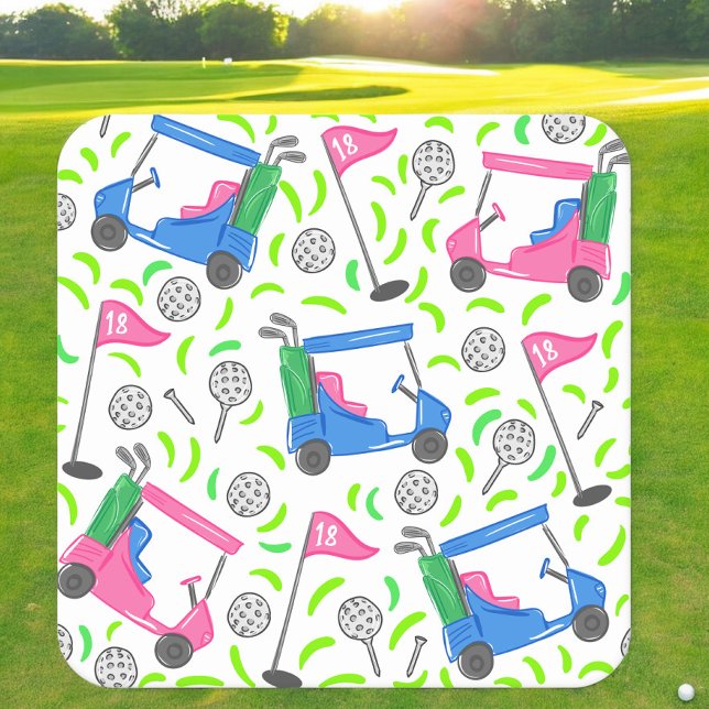 Pink Blue Green Golf Preppy Rechteckiger Pappuntersetzer (Von Creator hochgeladen)