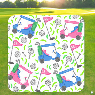 Pink Blue Green Golf Preppy Rechteckiger Pappuntersetzer