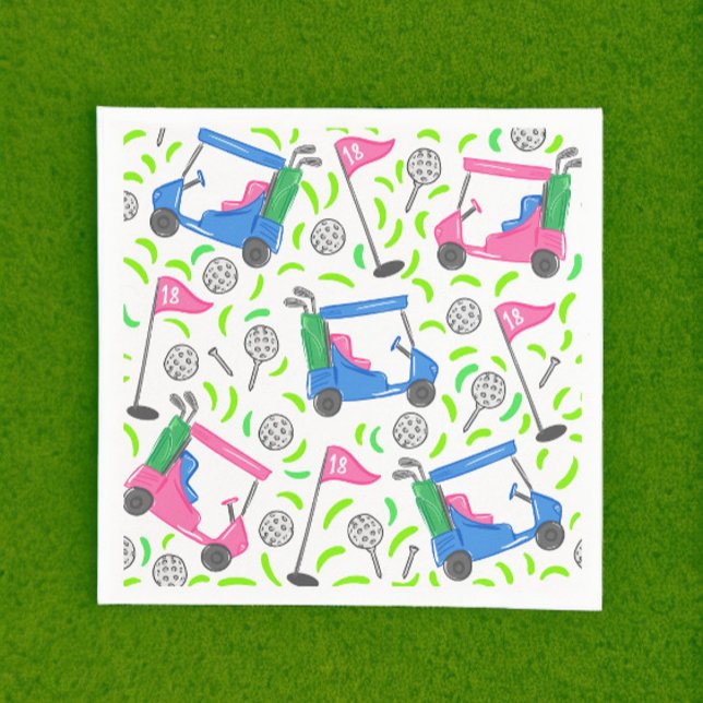 Pink Blue Green Golf Preppy Serviette (Von Creator hochgeladen)