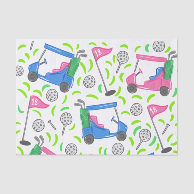 Pink Blue Green Golf Seidenpapier (Vorderseite)
