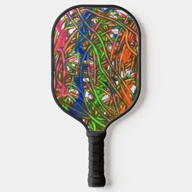 Pink, Blue, Green, Orange, Marble Artwork Pickleball Schläger (Vorderseite)