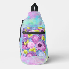 PINK BLUE GREEN PURPLE BLUMEN UND OMBRE CROSSBODY BAG