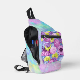 PINK BLUE GREEN PURPLE BLUMEN UND OMBRE CROSSBODY BAG