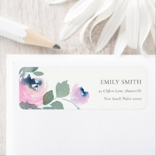 PINK BLUE GREEN ROSE WATERCOLOR FLORAL ADRESSE