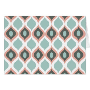 Pink Blue Grey Geometric Ikat Tribal Print Pattern