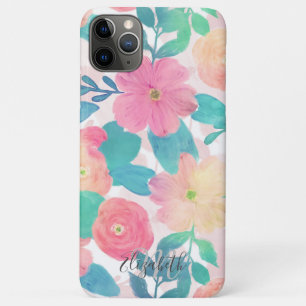 Pink Blue Hand Paint Floral Girl Design Case-Mate iPhone Hülle