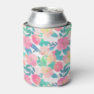 Pink Blue Hand Paint Floral Girl Design Dosenkühler