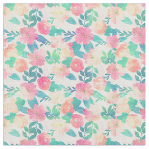 Pink Blue Hand Paint Floral Girl Design Stoff