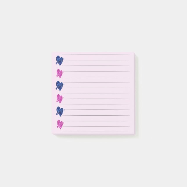 Pink & Blue Heart Post - it Notes Post-it Klebezettel (Vorderseite)