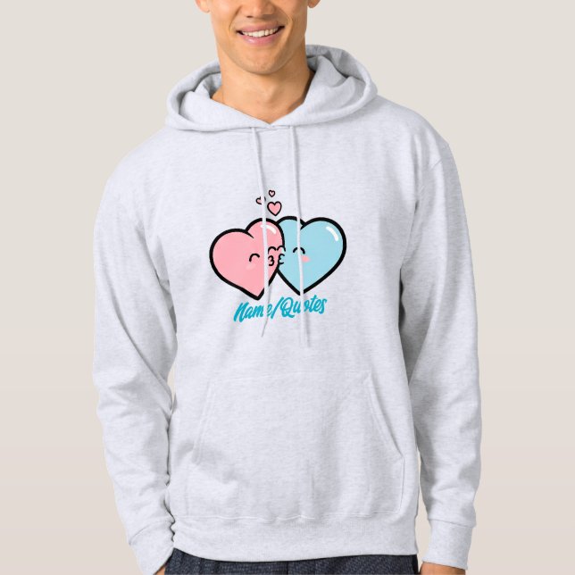 Pink & Blue Hearts Kiss Hoodie (Vorderseite)