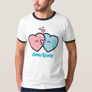 Pink & Blue Hearts Kiss T-Shirt