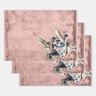 Pink Blue Herald White Rabbit Alice im Wunderland Geschenkpapier Set